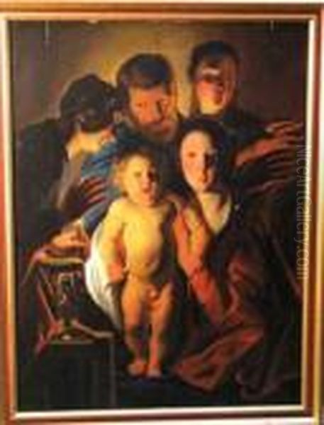 Family At Candlelight Oil Painting by Jacob Jordaens