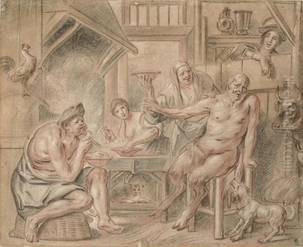 The Satyr And The Peasant Oil Painting by Jacob Jordaens