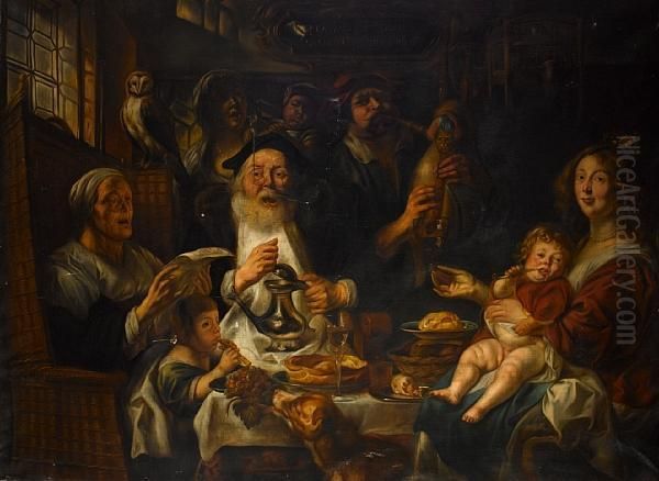 As The Old Sang, So The Young Pipe Oil Painting by Jacob Jordaens