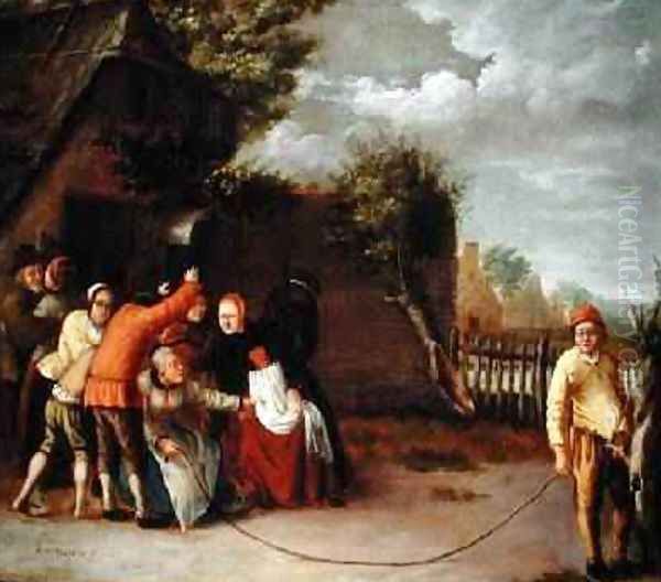 A Game of Folly 1655 Oil Painting by Jan Noortig