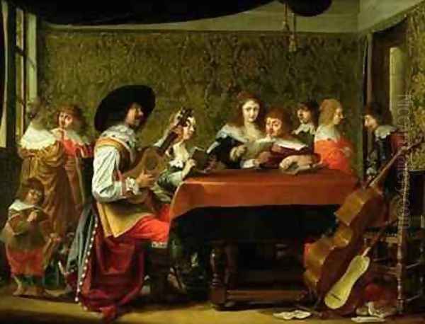 Interior with Musicians and Singers Oil Painting by Laurentius de Neter