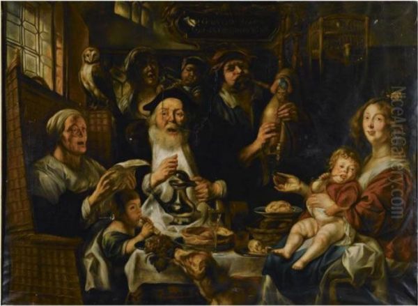 As The Old Sang, So The Young Pipe Oil Painting by Jacob Jordaens