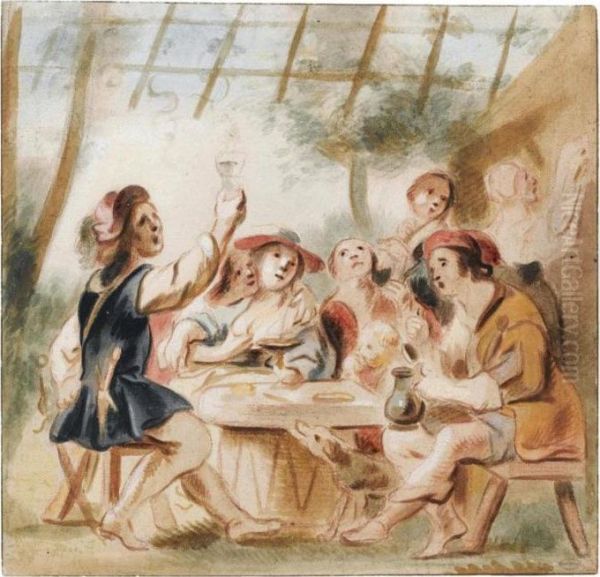 Merry Company Under An Arbour Oil Painting by Jacob Jordaens