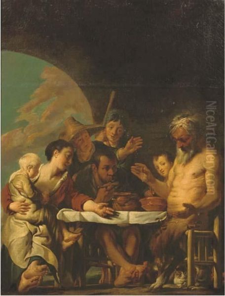 The Satyr And The Peasant Oil Painting by Jacob Jordaens