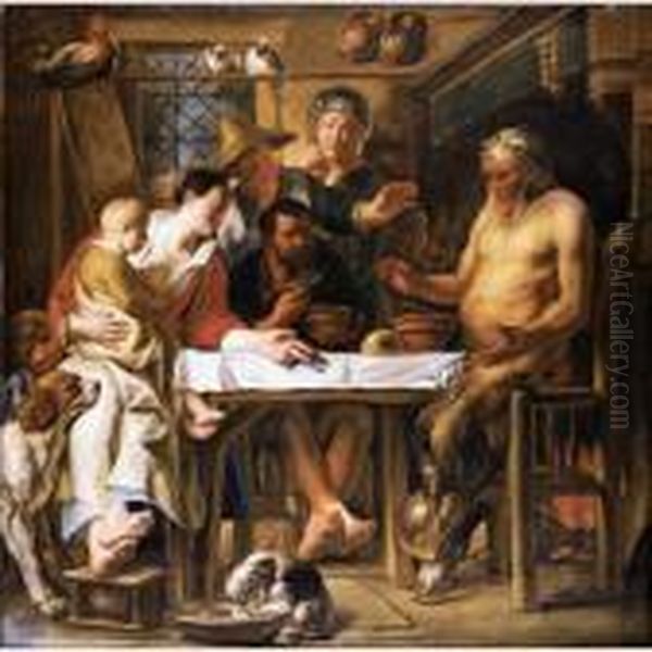 The Satyr And The Peasant Oil Painting by Jacob Jordaens