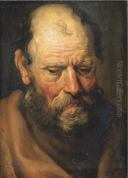 A Male Saint, Head And Shoulders Oil Painting by Jacob Jordaens