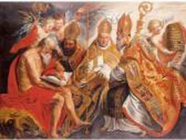 The Four Fathers Of The Latin Church Oil Painting by Jacob Jordaens