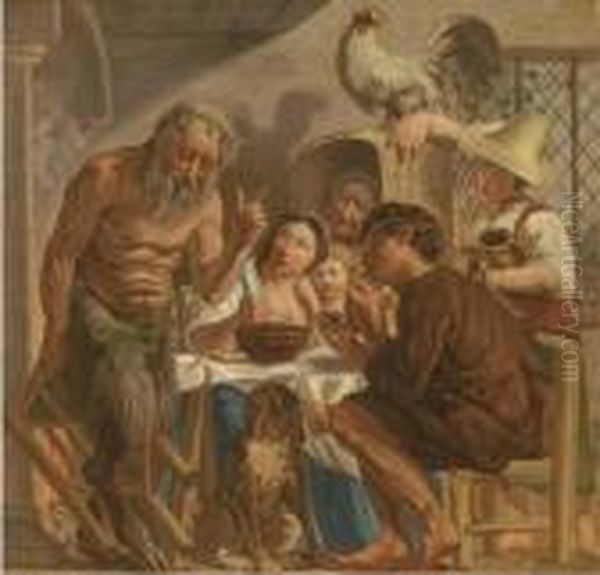 The Satyr And The Peasant Oil Painting by Jacob Jordaens