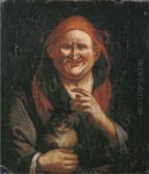 A Jester Holding A Cat Oil Painting by Jacob Jordaens