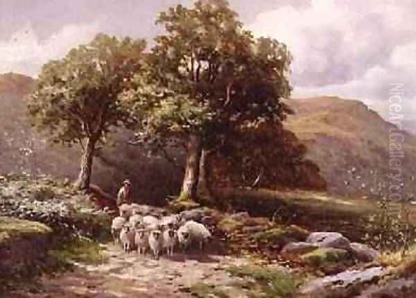 Landscape with a Flock of Sheep Oil Painting by John Bates Noel