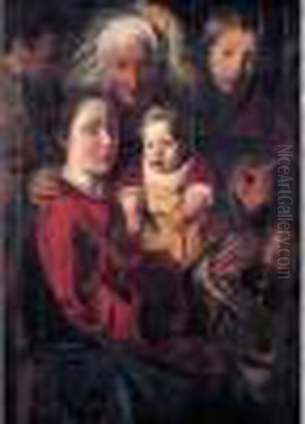 Et Son Atelier
 : La Sainte Famille Avec Un Ange Oil Painting by Jacob Jordaens