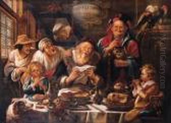 'soo D'oude Soeng, Soo Pypte D'ioenge' Oil Painting by Jacob Jordaens