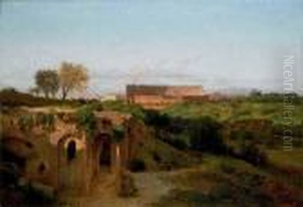 Veduta Del Colosseo E Del Palatino Oil Painting by Pio Joris