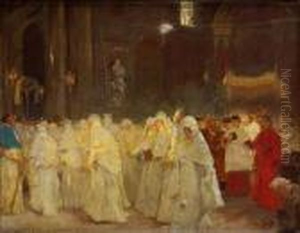 Processione In Chiesa Oil Painting by Pio Joris