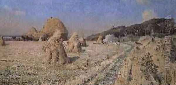 Corn Stooks in a Field Oil Painting by Alexandre Nozal