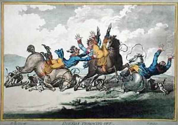 Hounds Throwing Off etched by James Gillray Oil Painting by Brownlow North