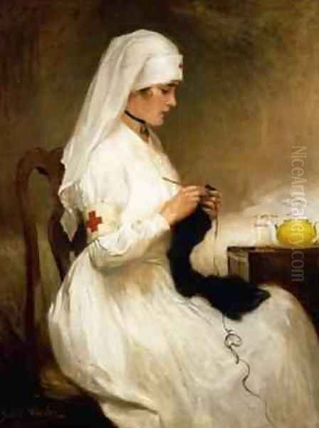 Portrait of a Nurse from the Red Cross Oil Painting by Gabriel Emile Niscolet