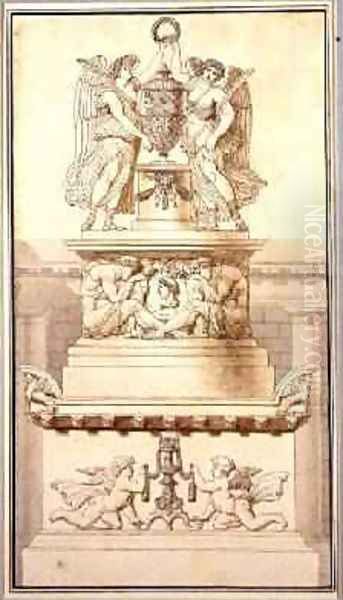 Design for a Funerary Monument to a Roman General 1800 Oil Painting by Charles Pierre Joseph Normand