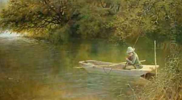 Contentment A Corner of a Norfolk Broad Oil Painting by George Parsons Norman