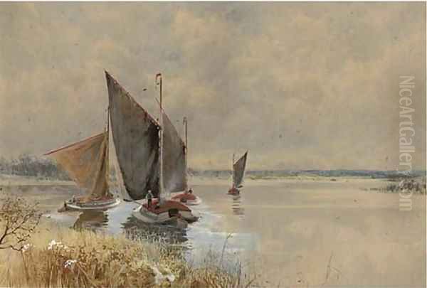 Wherries on the Broads Oil Painting by George Parsons Norman