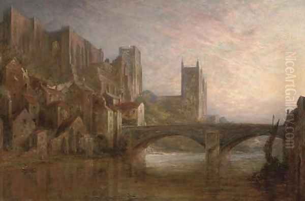 Durham from the river Oil Painting by Pollok Sinclair Nisbet