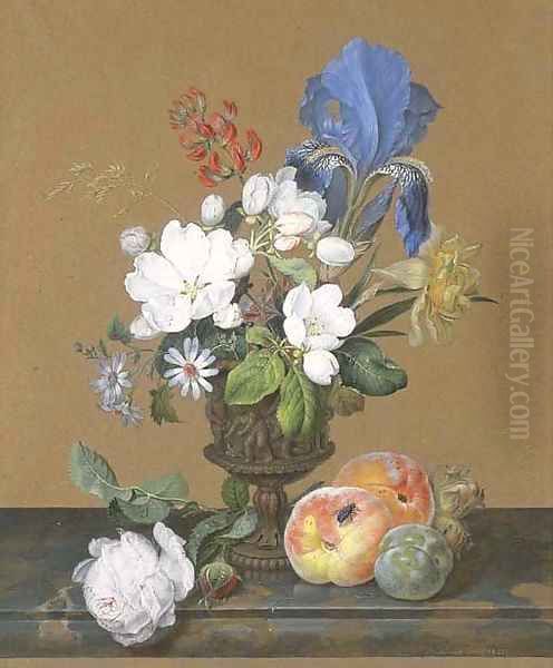 A vase of roses Oil Painting by Franz Xaver Nachtmann