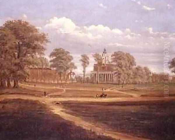 View across Clapham Common towards North Side and The Pavement 1878 Oil Painting by C. Norris