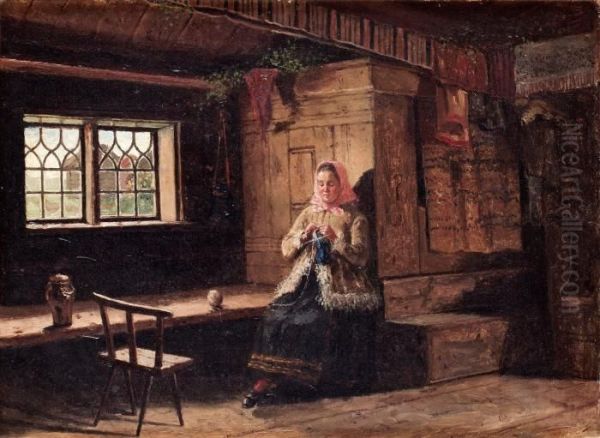 Rustic Interior Fromdalarna Oil Painting by Ernst Josephson