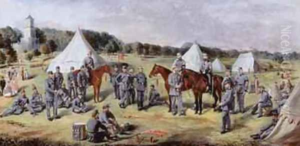 The 1st Administrative Batallion of the Norfolk Volunteers at Gunton Park 1864 Oil Painting by Claude Lorraine R.W Nursey