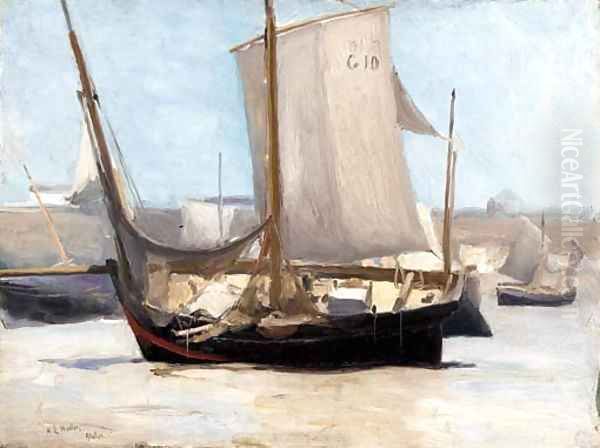 Beached Boats Oil Painting by William Edward Norton