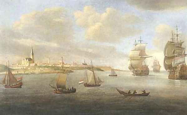 Men-o'-war and other shipping off Fort Rammekens, Flushing Oil Painting by Reiner Nooms (Zeeman)