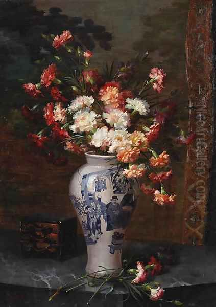 An oppulent still life in a oriental vase Oil Painting by Marie Nyl-Frosch