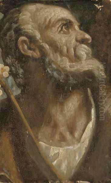 The Head of Saint Joseph Oil Painting by Palma Vecchio (Jacopo Negretti)