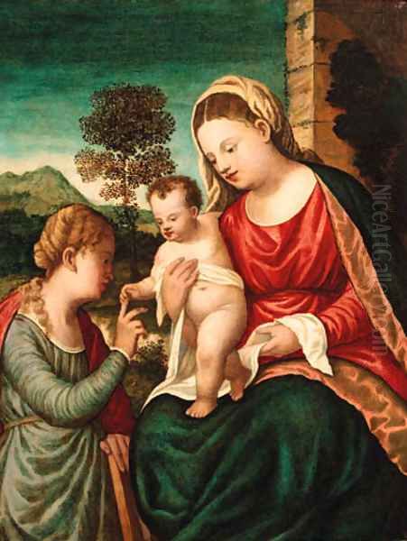 The Mystic Marriage of Saint Catherine Oil Painting by Palma Vecchio (Jacopo Negretti)