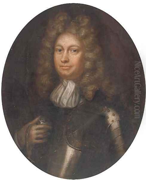 Portrait of a gentleman, quarter-length, in armour Oil Painting by Pieter Nason