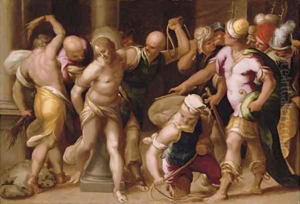 The Flagellation Oil Painting by Acopo D'Antonio Negretti (see Palma Giovane)