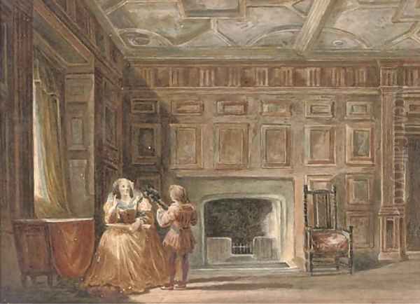 An apartment at Haddon Hall, Derbyshire Oil Painting by Joseph Nash