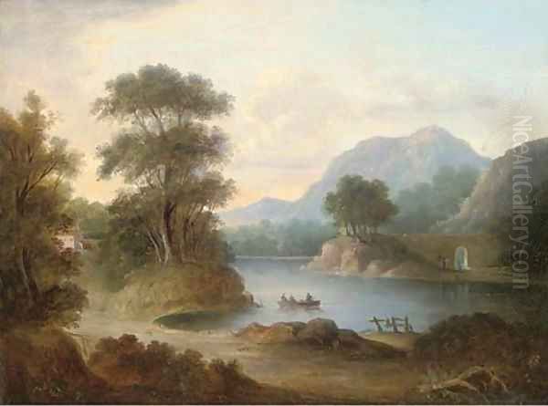 The ferry at Inver, Scotland Oil Painting by Alexander Nasmyth