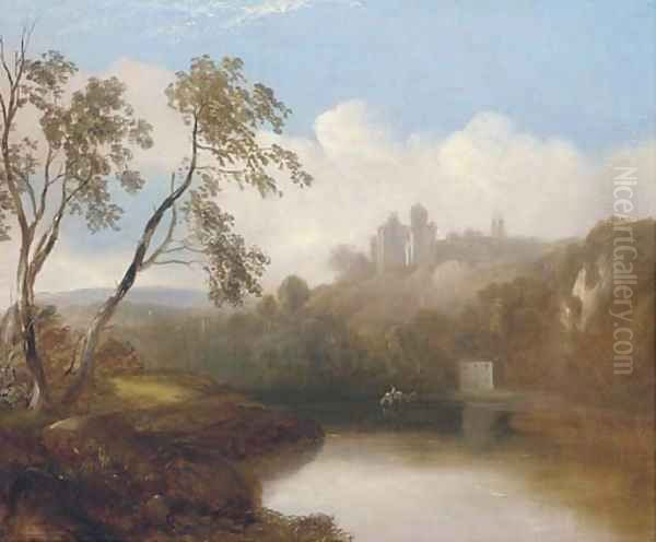 A castle in a river landscape Oil Painting by Alexander Nasmyth