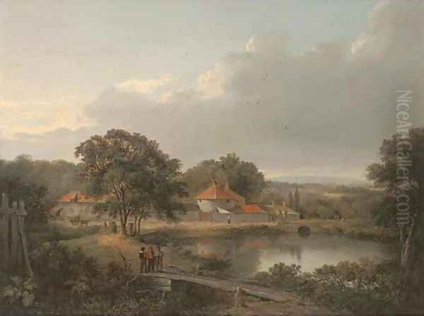 Cannon Mills, near Edinburgh Oil Painting by Alexander Nasmyth