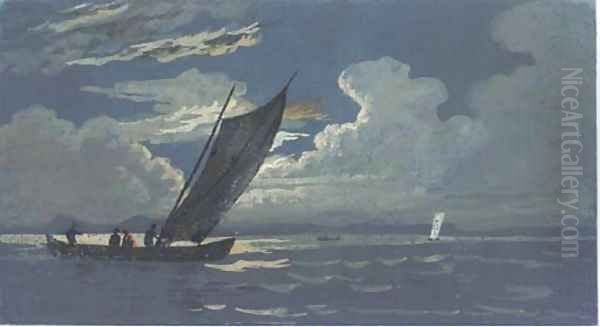 A fishing boat Oil Painting by Alexandre-Jean Noel