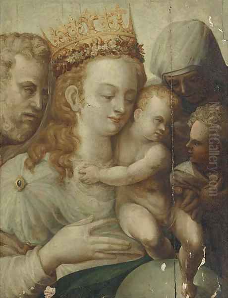 The Holy Family with Saints Anne and John the Baptist Oil Painting by Bartolomeo Neroni