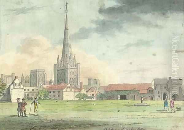 Chichester from the Bishop's Garden Oil Painting by John Nixon