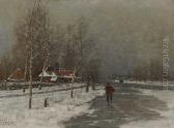 Winterlandschaft Mit Bauern Auf Dem Eis Oil Painting by Johann Jungblutt