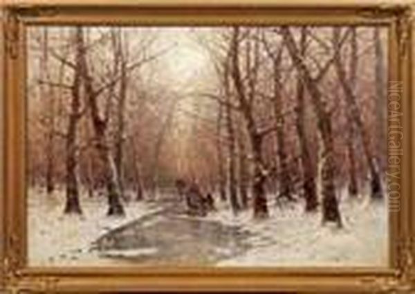 Grosewinterlandschaft Mit Reisigsammlern Oil Painting by Johann Jungblutt