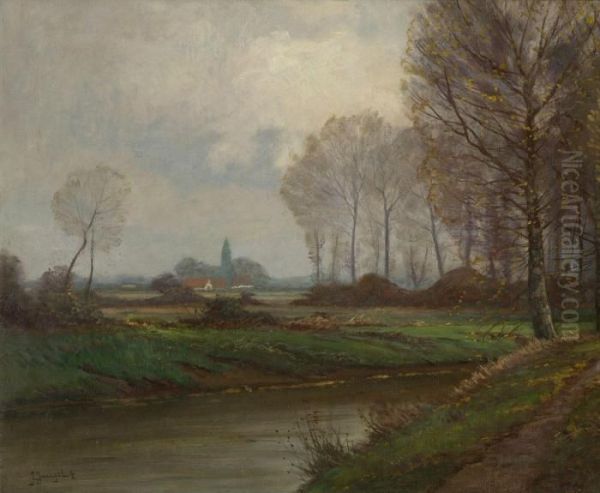 Flusslandschaft Oil Painting by Johann Jungblutt