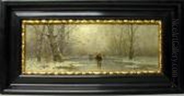 Personen In Einer Winterlandschaft Oil Painting by Johann Jungblutt