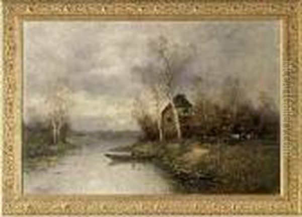 Ruderer Auf Dem Fluss Oil Painting by Johann Jungblutt