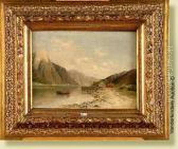 Pecheur Sur Les Fjords En Norvege Oil Painting by Johann Jungblutt