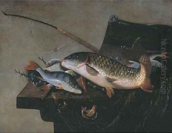 A carp Oil Painting by Pieter Van Noort